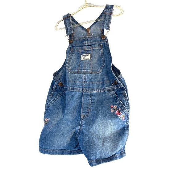 Oshkosh Other - Oshkosh Toddler Girls Overalls Jean Flower Print Pockets Size 4T